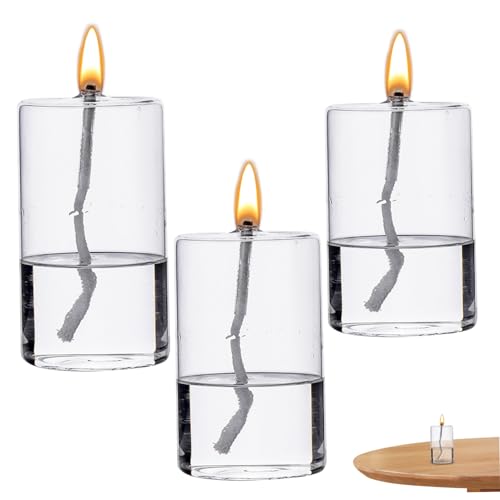 Öllampen Innenräume, 3pcs klares Glas, fillbar dekorative Ölkerze, geruchsfreie Öllampen für Esstisch Hochzeit Herzstück von Obelunrp