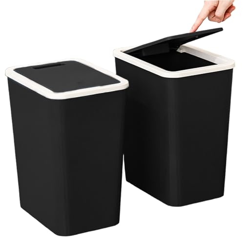 Obelunrp 2 PCS -Mülldose mit Deckel, 13 Liter Plastik -Badezimmer -Mülleimer mit Presse, 10x7x12 Abfallkorb für Badezimmer, Schlafzimmer, Küche, Büro, Ambohium Obelunrp 2 PCS -Mülldose mit Deckel, 13 Liter Plastik -Badezimmer -Mülleimer mit Presse, 10x7x12 Abfallkorb für Badezimmer, Schlafzimmer, Küche, Büro, Ambohium von Obelunrp