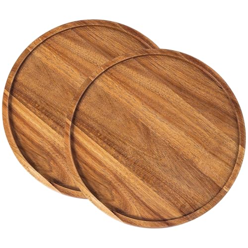 Obelunrp 2pcs Servierbrett, 8 Zoll runde Holzschale, rustikale Wurstwarenbretter, leicht zu reinigende Servierplatte für Käse -Snack -Keksdessert -Vorspeise, Holzschale von Obelunrp