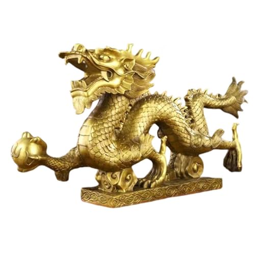 Obelunrp Chinesische Drachenfiguren, 4 -Zoll -Goldene chinesische Drachenstatue, kleine Messingkernkernkernverzierungen für Neujahrsdekoration für Heimbüro von Obelunrp