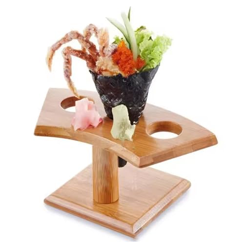 Obelunrp Eishalter natürlicher Holz -Eis -Kegelhalter mit 3 Löchern für Sushi -Handroll -Lebensmittelausstellung, Kegelständer Obelunrp Eishalter natürlicher Holz -Eis -Kegelhalter mit 3 Löchern für Sushi -Handroll -Lebensmittelausstellung, Kegelständer von Obelunrp