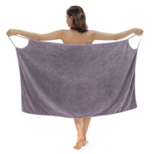 Obelunrp Frauenbadetuch, schnelles, trockenes, tragbares Spa -Handtuch, weiche Mikrofaser -Körperpackung, Strandhandtuchkleid, um Bademantel für Frauen (Hellviolett) von Obelunrp