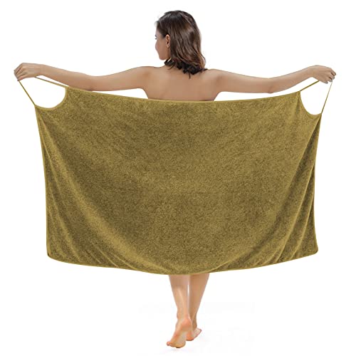 Obelunrp Frauenbadetuch, schnelles, trockenes tragbares Spa -Handtuch, weiche Mikrofaserpackung, Strandhandtuchkleid, um Bademantel für Frauen (gelb) von Obelunrp