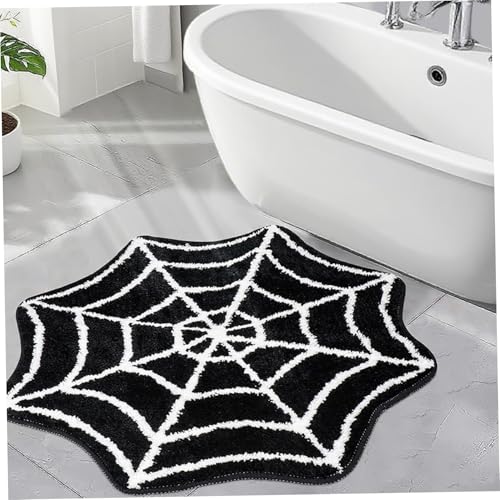 Obelunrp Gothic Teppich Halloween Decor Spinnennetz Nicht-Schlupfbad Matte 27 Zoll Cartoon Schwarz weiße Bad Teppich Badezimmer Matte Plüsch Duschteppiche für Zuhause Waschbar Obelunrp Gothic Teppich Halloween Decor Spinnennetz Nicht-Schlupfbad Matte 27 Zoll Cartoon Schwarz weiße Bad Teppich Badezimmer Matte Plüsch Duschteppiche für Zuhause Waschbar von Obelunrp