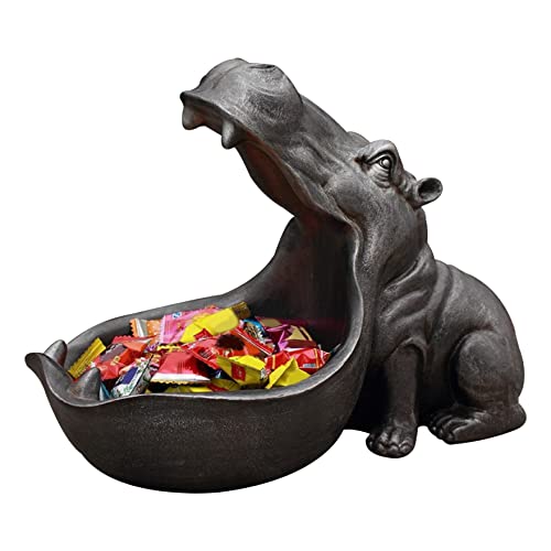 Obelunrp Hippopotamus -Aufbewahrungsornament, 8,9 -Zoll -Harz Big Mund Hippo Key Bowl Statuen, kreativer Schlüsselhalter Gericht Veranstalter Geschenk, Desktop -Schmuck Organizer Dekor für von Obelunrp