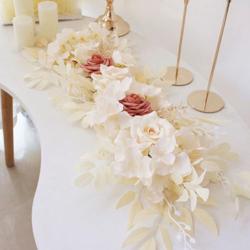 Obelunrp Hochzeitsbogenblumen, 25,5 -Zoll -künstliche Rosenblume Blumen -Swag Tischdekor, Bogenblumen für Hochzeitszeremonie Home Decoration (Champagner) von Obelunrp