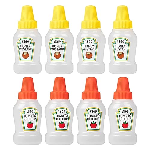 Obelunrp Mini Squeeze Flaschen für Saucen, 2pcs 25ml Ketchup -Flaschen, tragbare kleine Gewürzflaschen für Salat Honig Senf Sauce Bento Box Zubehör von Obelunrp