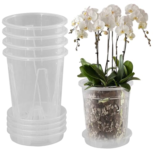 Obelunrp Orchid-Topf mit Untertassen 5 Sätze 4, 7 Zoll belüfteter Orchideenpflanzer Transparenter Topf mit Entwässerungslöchern pp-Geruchsfreie klare Töpfe für Pflanzen, kleine Töpfe mit Löchern Obelunrp Orchid-Topf mit Untertassen 5 Sätze 4, 7 Zoll belüfteter Orchideenpflanzer Transparenter Topf mit Entwässerungslöchern pp-Geruchsfreie klare Töpfe für Pflanzen, kleine Töpfe mit Löchern von Obelunrp