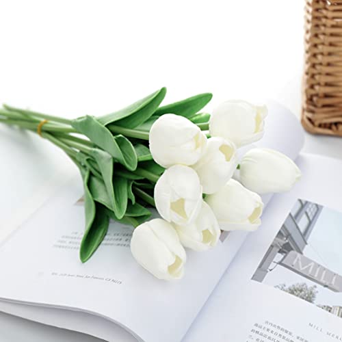 Obelunrp Tulipblüten, 12pcs 34cm künstliche Tulipblume, echte Berührung Faux Tulip Bouquet für Hochzeits Heimparty -Dekoration (weiß) von Obelunrp