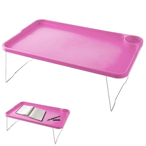 Schoßschreibtisch mit Beinklapper Laptop -Betttisch Lazy Laptop Tably für Bett mit Tassenhalter und Kartenschlitz für Frühstückstudent Student Schlaf Sofa Balkon Rose Rot, Schoßschreibtisch von Obelunrp
