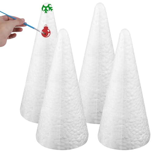 Styroporkegel für Handwerk, 4pcs 7,9 -Zoll -Schaumkegel für Handwerk, DIY Decorative Styropor -Kegel, Schaumkegel für DIY Home Craft -Projekt Weihnachtsbaumherstellung von Obelunrp