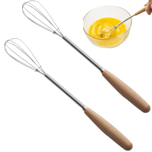 Tiny Whisk 2 PCS 8 Langes Mini -Schneebesen mit Holzgriff nicht stockdose Stahl Egei Whisks zum Kochen von Multi -Funktions -Handballon für Zuhause, Restaurant, Holz, winzig von Obelunrp