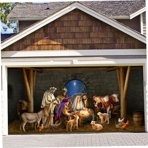 Weihnachtsgarage -Tür -Banner, 6x13ft Polyester Krippe Szene Weihnachten Garagentor Dekorationen, Weihnachts -Garagentür -Abdeckungs Hintergrund für Weihnachtsfeiertagsartierart von Obelunrp