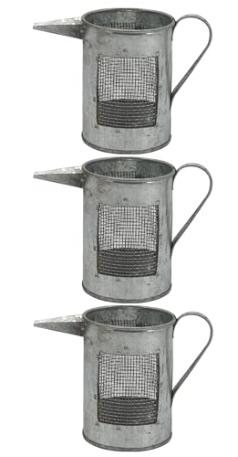 3 verzinkte Gießkannen - 3er Set - dekorative kleine Gießkannen - Basteln und Heimdekoration (Silber, ca.11,5 x 6,2 x 8,4 cm) Zink zum bepflanzen von Oberle