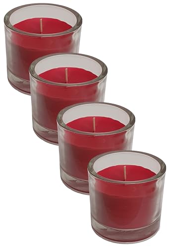 4 Stück GALA Candle Kerzen im Glas – Minnesota – bordeaux - Kerzen - Glaskerze - lange Brenndauer – Weihnachtskerzen - unparfümiert von Oberle