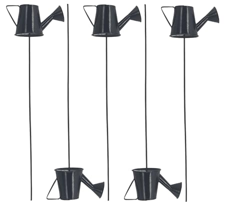 5 Blumen Stecker Gießkanne auf Stab 35 x 11 cm, Metall, schwarz, Blumentopf, Garten, Beet, Deko, Gartenstecker 50125 von Oberle