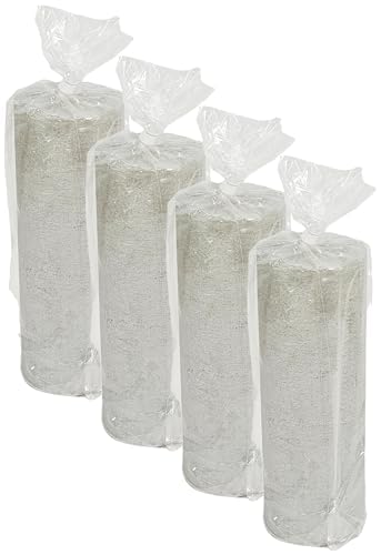 Gala Rustik Stumpenkerzen - Silber - 4 Stück - 19 x 6,8 cm - Dekorative Kerzen in Geschenkverpackung - Lange Brenndauer 85 Stunden - Unparfümiert - Natürliches Pflanzenwachs - Ohne Palmöl von Oberle