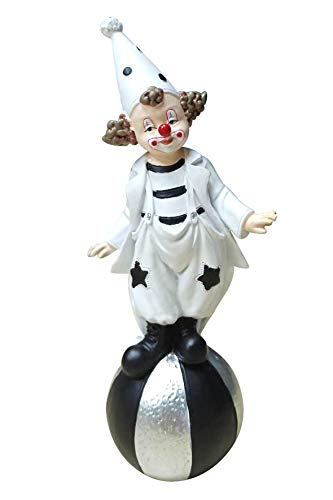 Oberle Dekofigur Clown auf Ball schwarz weiß 18cm Figur Karneval Köln Harlekin von Oberle