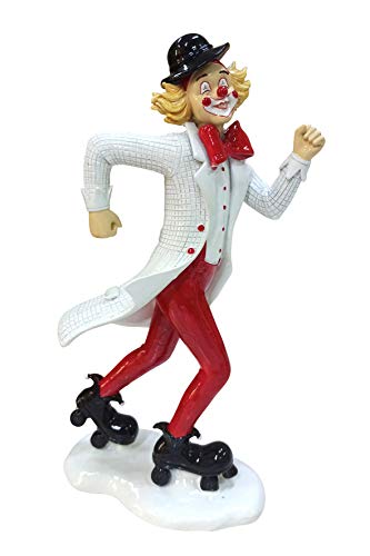 Oberle Dekofigur Clown auf Rollschuhen rot weiß 23,5 cm Figur Karneval Köln Harlekin von Oberle