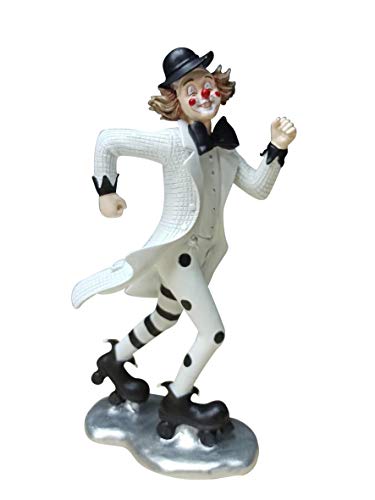 Oberle Dekofigur Clown auf Rollschuhen schwarz weiß 23,5 cm Figur Karneval Köln Harlekin von Oberle