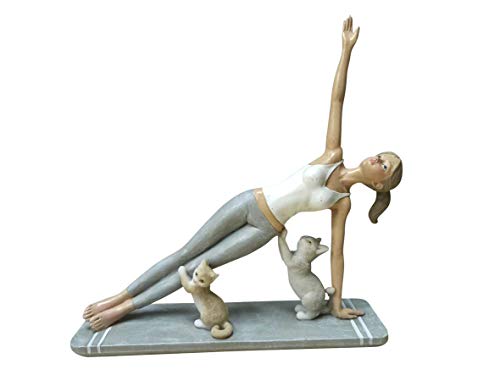 Oberle Dekofigur Frau in Yoga Pose mit Katzen 20x22cm Arm Oben Skulptur Figur Yogafigur von Oberle