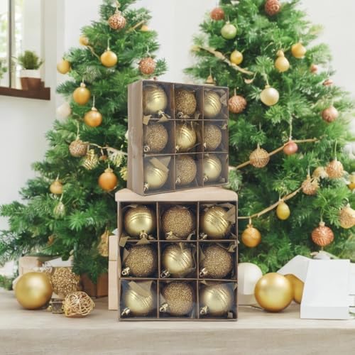 Wunderschöne Christbaumkugeln 18er Set Gold Glitzer aus Kunststoff, 5,5 cm Durchmesser 80544 von Oberle