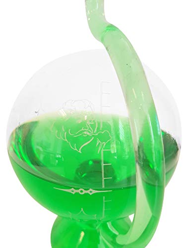 Barometer antiker Stil Wetterstation rund aus Glas zum stellen mit Wetterskala außen Messinstrument Goethe Barometer befüllt mit grünem destilliertem Wasser Größe ca. 11,5 x 20 cm Oberstdorfer Glashütte von Oberstdorfer Glashütte