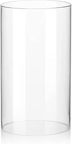 Borosilikat Glas Zylinder ohne Boden Ersatz Windlicht Grablicht Anfertigung nach Wunschmaß klar Wandstärke 2,5 mm Außen Durchmesser ca. 8 cm Länge ca. 16 cm von Oberstdorfer Glashütte