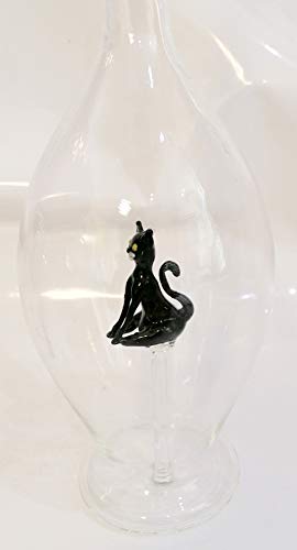 Dekorative Flasche mit Motiv Katze Figurenflasche bunter Kater Vase Karaffe aus klarem Glas Schnapsflasche Füllmenge 0,5 Liter Höhe ca. 30 cm von Oberstdorfer Glashütte