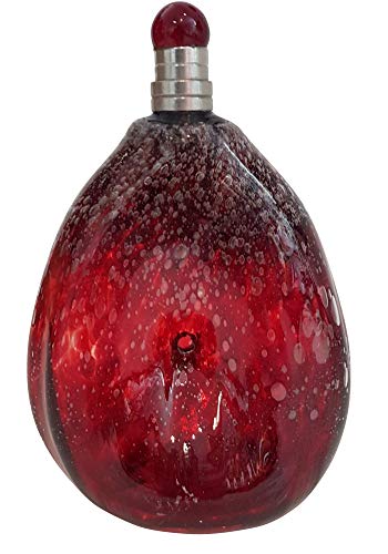 Flasche antiker Stil mit Zinnverschluß Glaskaraffe rot mit Luftbläschen mundgeblasen Inhalt 0,5 Liter, Höhe ca19-21 cm von Oberstdorfer Glashütte