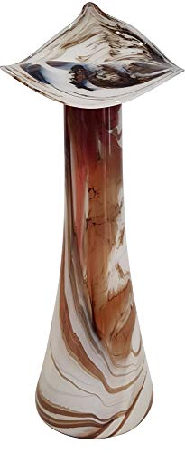 Hohe Vase schmale Glasvase beige braun Weiss Moderne Blumenvase Dekoglas Höhe ca. 28 cm von Oberstdorfer Glashütte