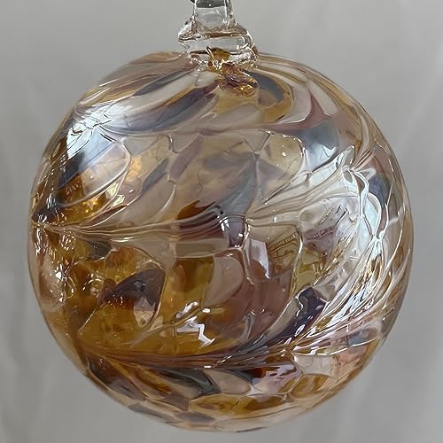 Kugel zum hängen Bunte Glaskugel Ornament Amber beige bunt Fensterdekoration mundgeblasenes Kristallglas Durchmesser ca.8 cm Oberstdorfer Glashütte von Oberstdorfer Glashütte