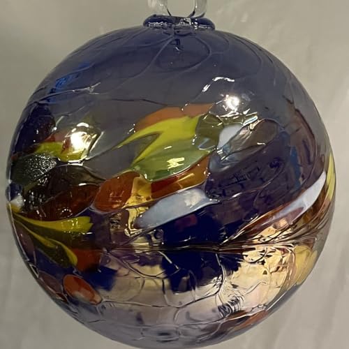 Kugel zum hängen Bunte Glaskugel Ornament blau bunt Fensterdekoration mundgeblasenes Kristallglas Durchmesser ca. 15 cm von Oberstdorfer Glashütte