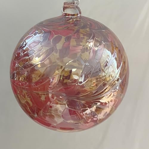 Kugel zum hängen Bunte Glaskugel zum aufhängen Ornament rot klar Fensternkugel mundgeblasenes Kristallglas Ø ca. 10 cm von Oberstdorfer Glashütte