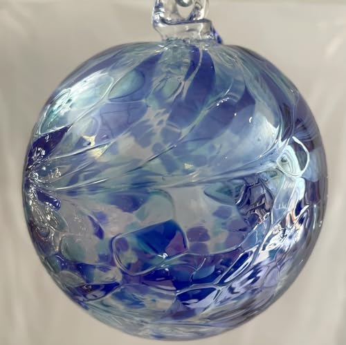 Kugel zum hängen Bunte Glaskugel zum aufhängen Ornament türkis blau mit Metalleffekt Fensternkugel mundgeblasenes Kristallglas Ø ca. 10 cm von Oberstdorfer Glashütte