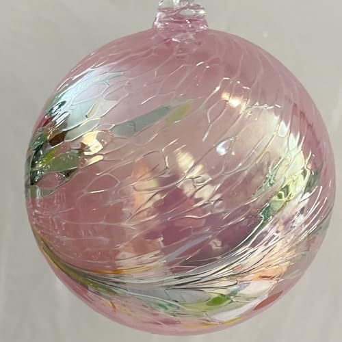 Kugel zum hängen Glaskugel Ornament rosa bunt Fensterdekoration mundgeblasenes Kristallglas Durchmesser ca. 12 cm von Oberstdorfer Glashütte