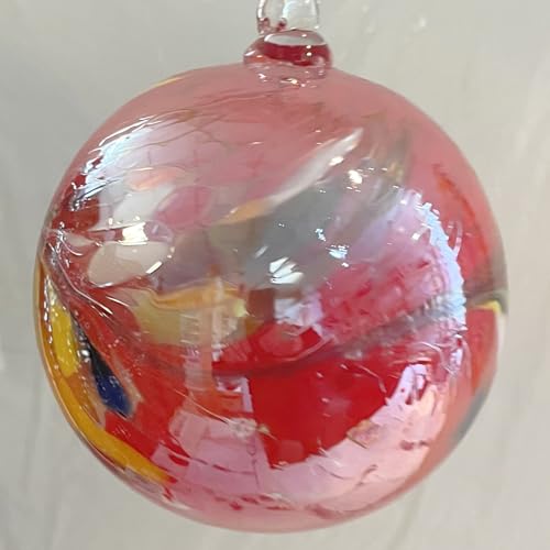 Kugel zum hängen Glaskugel Ornament rot bunt Fensterdekoration mundgeblasenes Kristallglas Durchmesser ca. 15 cm von Oberstdorfer Glashütte