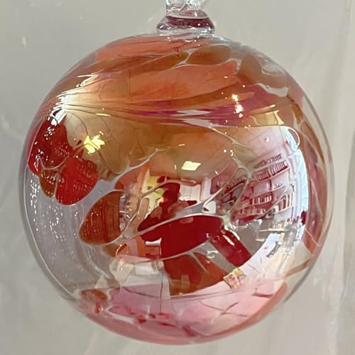 Kugel zum hängen Glaskugel Ornament rot klar Fensterdekoration mundgeblasenes Kristallglas Durchmesser ca. 15 cm von Oberstdorfer Glashütte