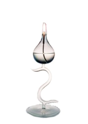 Moderne Öllampe aus klarglas Petroleumlampe Licht Tischlampe Kerzenlicht Leuchter mundgeblasen Höhe ca. 25 cm Oberstdorfer Glashütte von Oberstdorfer Glashütte