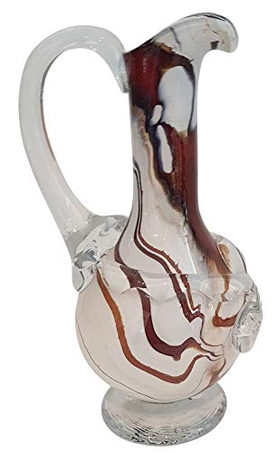 Moderne Vase bunter Glaskrug beige Weiss braun Blumenkrug Amphora Höhe ca. 29 cm Oberstdorfer Glashütte von Oberstdorfer Glashütte