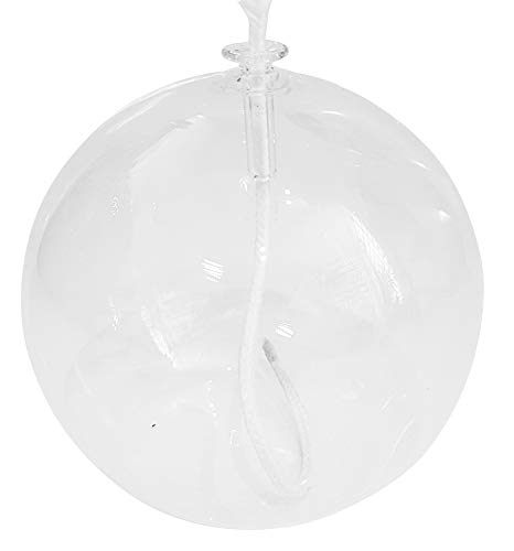 Öllampe runde Glaslampe mit kindersicherer Dochtführung aus klarem Glas Petroleumlampe zum hinstellen mit 3 mm Rundocht Tischlampe mundgeblasenes Kristallglas Durchmesser ca. 8 cm Höhe ca 7,5 cm von Oberstdorfer Glashütte