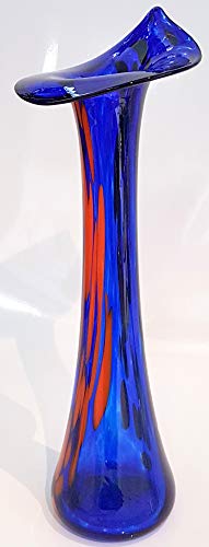 Blau Orange Vase modern farbige Glasvase für einzelne Lange Blumen mundgeblasenes Kristallglas Höhe ca. 28 cm Oberstdorfer Glashütte von Oberstdorfer Glashütte