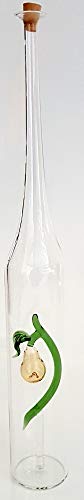 Oberstdorfer Glashütte Dekorative Flasche Schnapsflasche mundgeblasen schmale Glaskaraffe mit farbige Birne Höhe 34 cm Inhalt 0,2 Liter von Oberstdorfer Glashütte