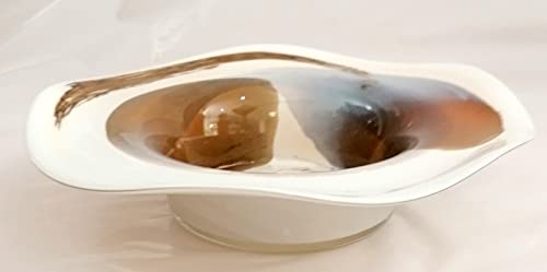 Oberstdorfer Glashütte Dekoschale Buntglas mundgeblasen Glaskunst weiß beige Tischschale Aufbewahrungsschale Obstteller mundgeblasen Durchmesser 18 cm Höhe ca. 4 cm Oberstdorfer Glashütte Dekoschale Buntglas mundgeblasen Glaskunst weiß beige Tischschale Aufbewahrungsschale Obstteller mundgeblasen Durchmesser 18 cm Höhe ca. 4 cm von Oberstdorfer Glashütte