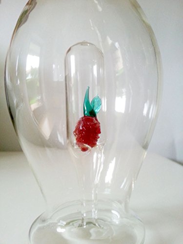 Oberstdorfer Glashütte Flasche bauchige Glaskaraffe dekorative Flasche mit farbigen Himbeeren befüllbar mundgeblasen Füllmenge 0,5 Liter Höhe ca. 30 cm von Oberstdorfer Glashütte