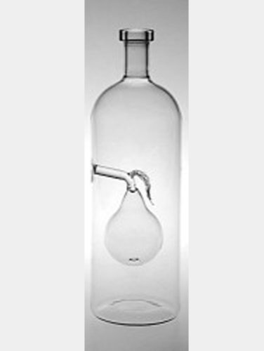 Oberstdorfer Glashütte Flasche mit klarer Birne befüllbare Glaskaraffe klare Kristallglas Flasche mundgeblasen Füllmenge 0,7 Liter Höhe ca 245 mm von Oberstdorfer Glashütte