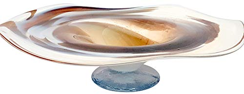 Oberstdorfer Glashütte Schale am Fuss farbige Glasschale braun beige Weiss marmorierte Kristall Glasschale mundgeblasen Durchmesser ca. 16 cm von Oberstdorfer Glashütte