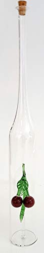 Oberstdorfer Glashütte Schmale Flasche Glaskaraffe dekorative Zierflasche Schnapsflasche mit farbigen Kirschen innen mundgeblasen Höhe 34 cm Inhalt 0,2 Liter von Oberstdorfer Glashütte