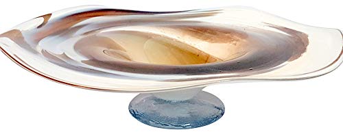 Oberstdorfer Glashütte Übergroße Deko Schale farbige Glasschale runde Zierschale braun beige weiss marmoriert mit welligem Rand mundgeblasen Durchmesser ca. 35 cm, Höhe ca. 10 cm von Oberstdorfer Glashütte