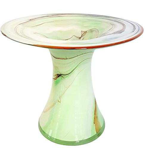 Oberstdorfer Glashütte Vase farbige Glasvase X Form Höhe ca. 23 cm in grün-beige-Weiss marmoriert von Oberstdorfer Glashütte